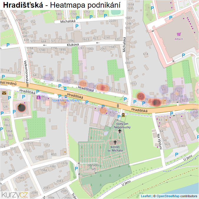 Mapa Hradišťská - Firmy v ulici.