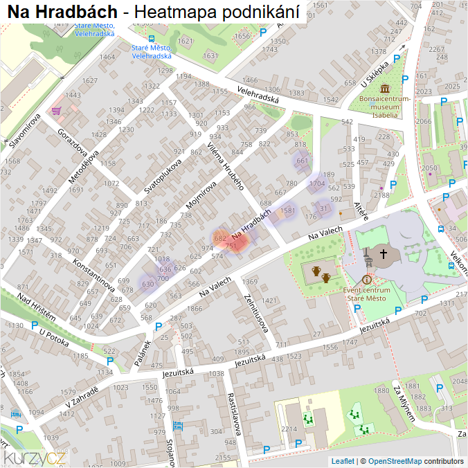 Mapa Na Hradbách - Firmy v ulici.