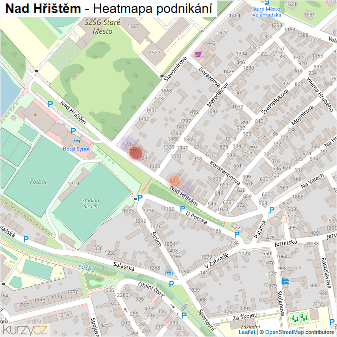Mapa Nad Hřištěm - Firmy v ulici.