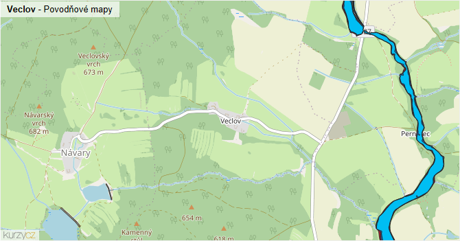 Veclov - záplavové mapy stoleté vody