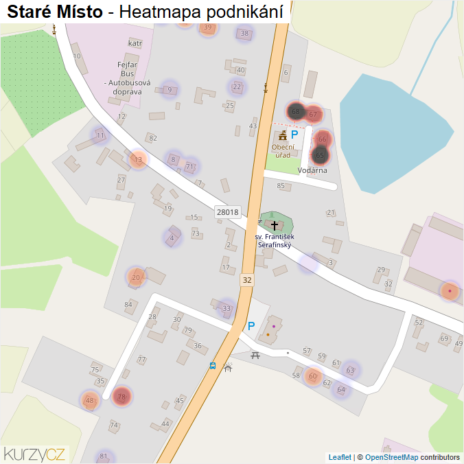 Mapa Staré Místo - Firmy v části obce.