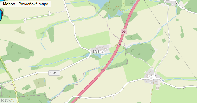 Mchov - záplavové mapy stoleté vody