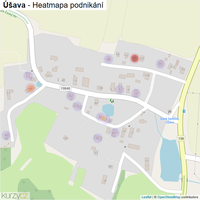 Mapa Úšava - Firmy v části obce.