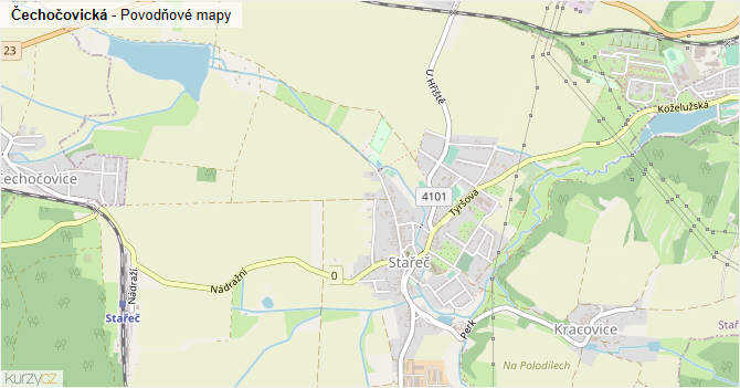Čechočovická - záplavové mapy stoleté vody