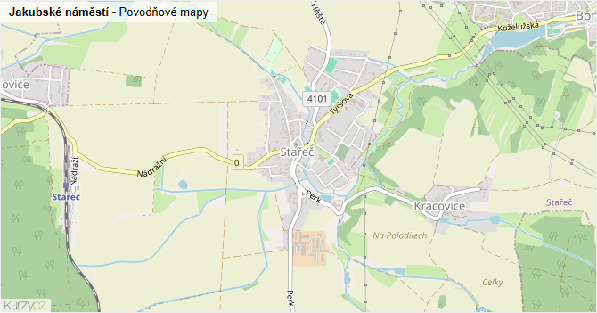 Jakubské náměstí - záplavové mapy stoleté vody