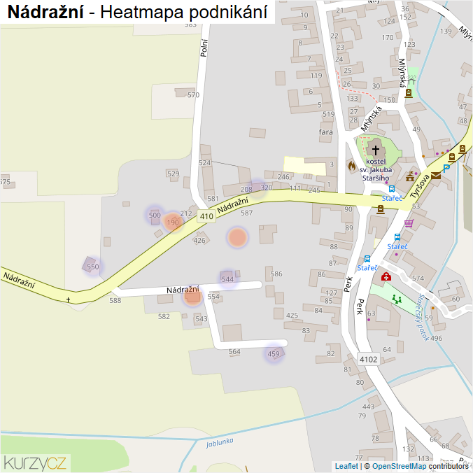Mapa Nádražní - Firmy v ulici.