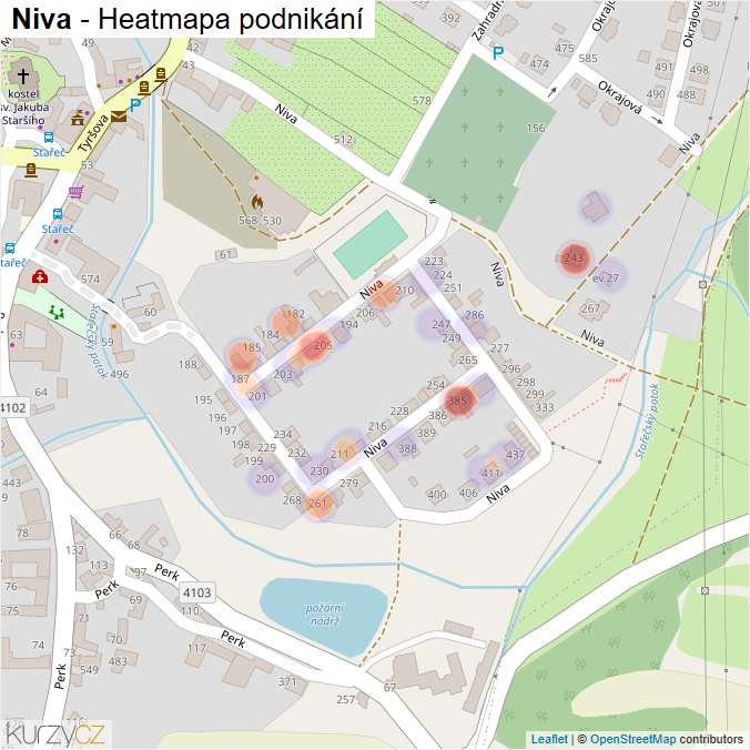 Mapa Niva - Firmy v ulici.