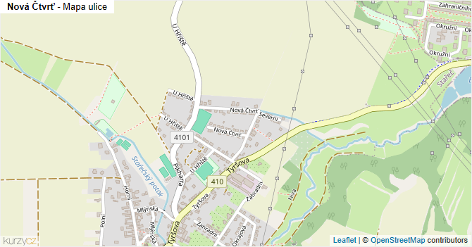 Nová Čtvrť - mapa ulice