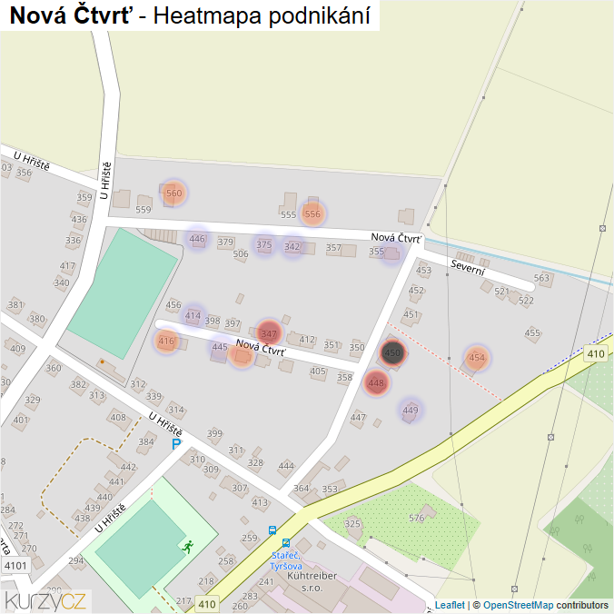 Mapa Nová Čtvrť - Firmy v ulici.