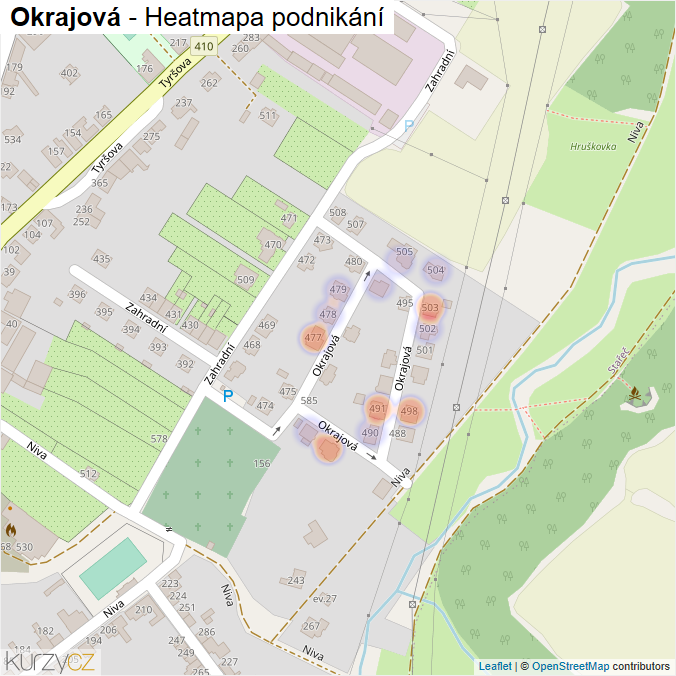 Mapa Okrajová - Firmy v ulici.