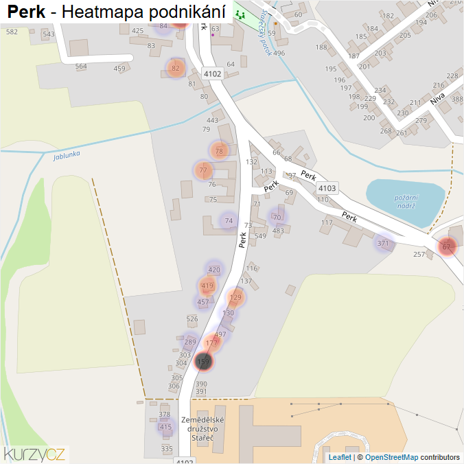 Mapa Perk - Firmy v ulici.