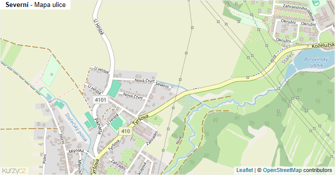 Severní - mapa ulice
