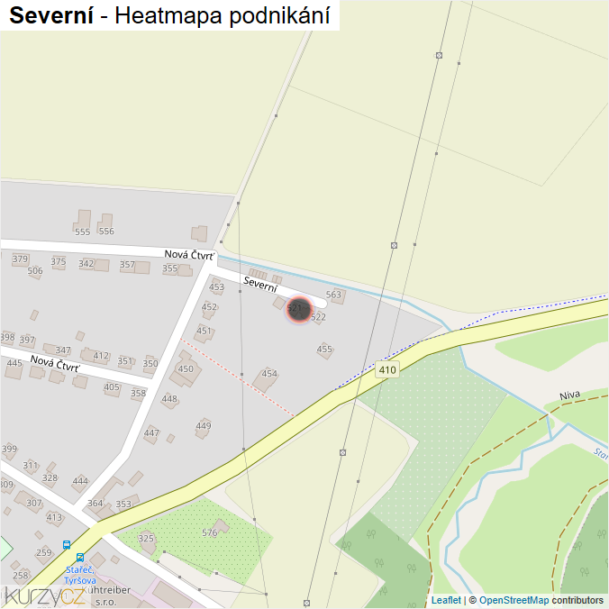 Mapa Severní - Firmy v ulici.