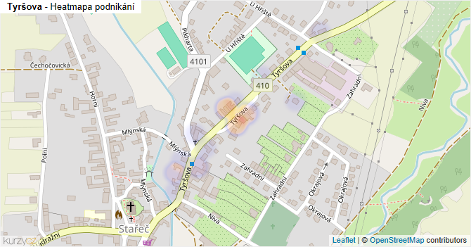 Tyršova - mapa podnikání