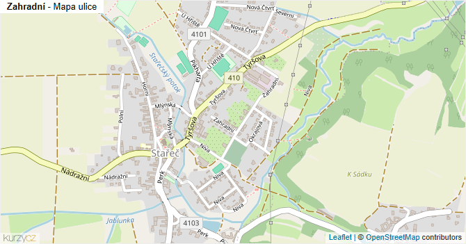 Zahradní - mapa ulice
