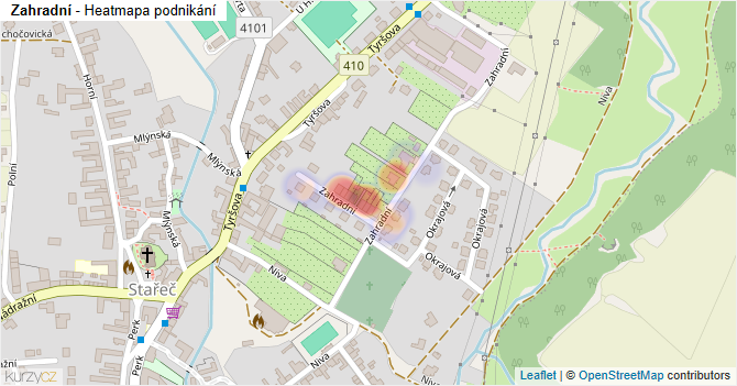 Zahradní - mapa podnikání