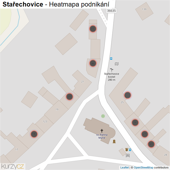Mapa Stařechovice - Firmy v obci.