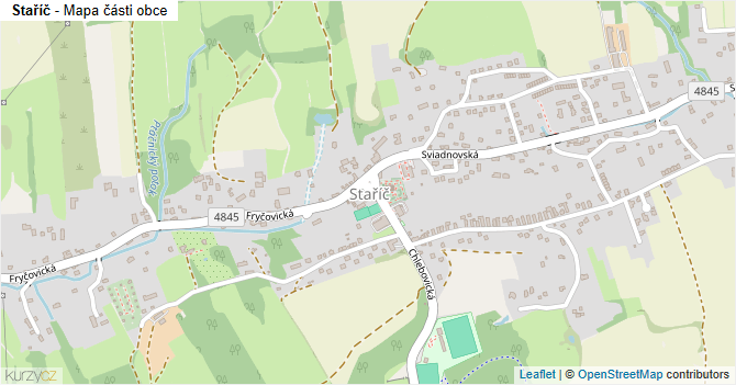 Staříč - mapa části obce