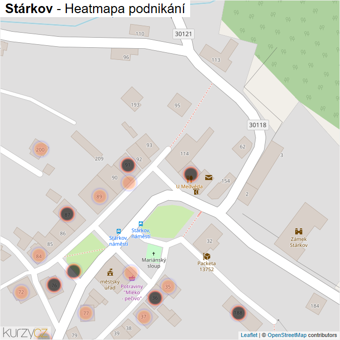 Mapa Stárkov - Firmy v obci.
