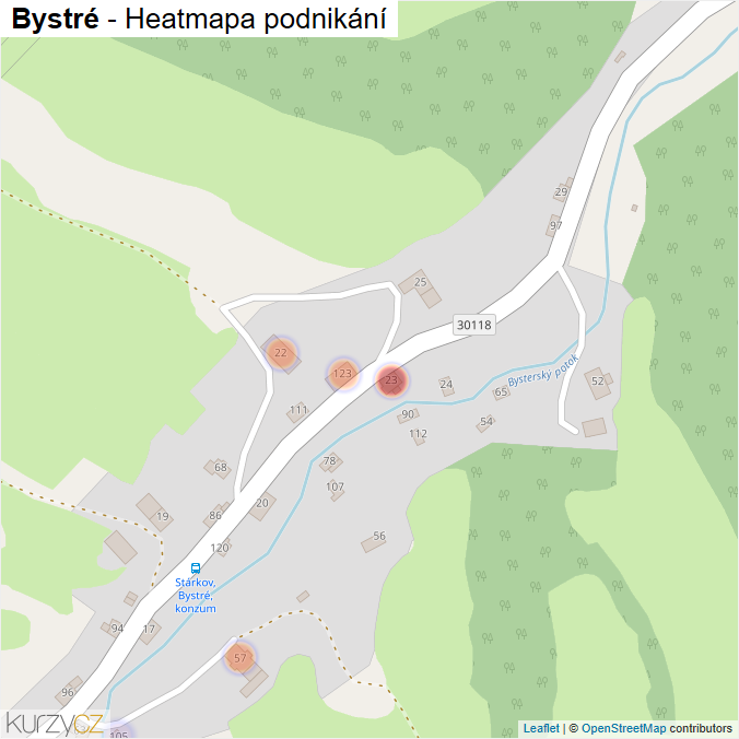 Mapa Bystré - Firmy v části obce.