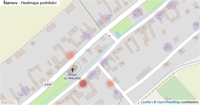 Štarnov - mapa podnikání