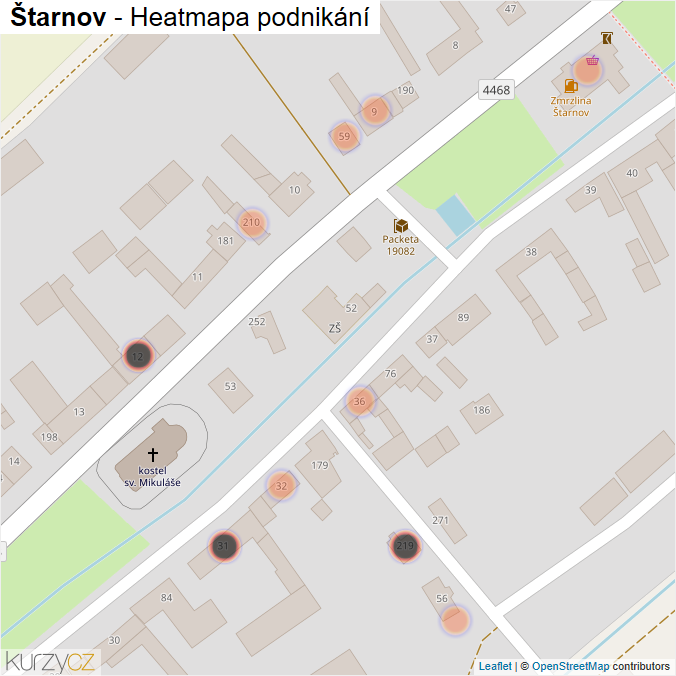 Mapa Štarnov - Firmy v obci.