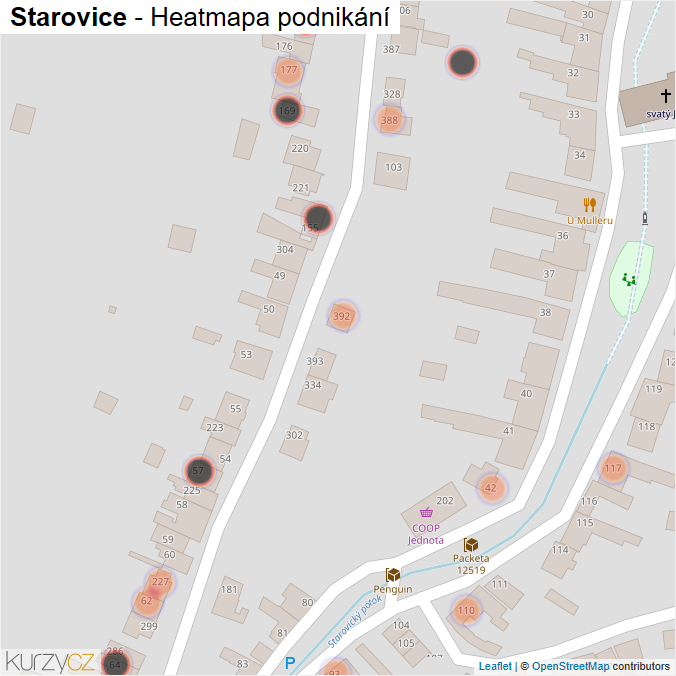 Mapa Starovice - Firmy v obci.