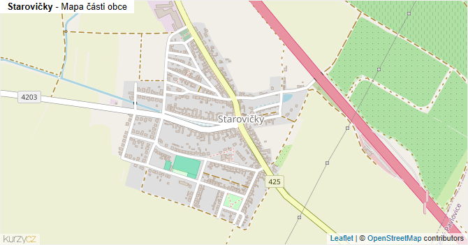 Starovičky - mapa části obce