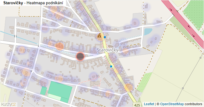 Starovičky - mapa podnikání