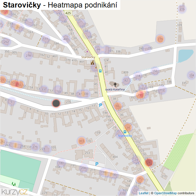 Mapa Starovičky - Firmy v části obce.