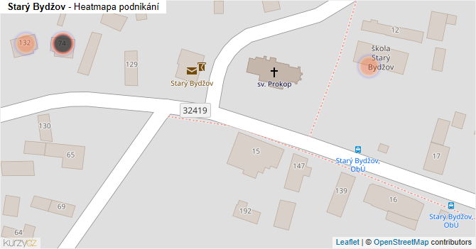 Starý Bydžov - mapa podnikání