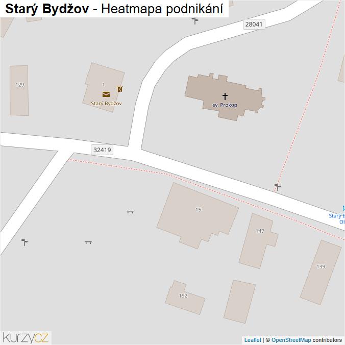 Mapa Starý Bydžov - Firmy v obci.