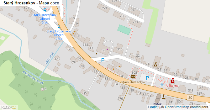 Starý Hrozenkov - mapa obce