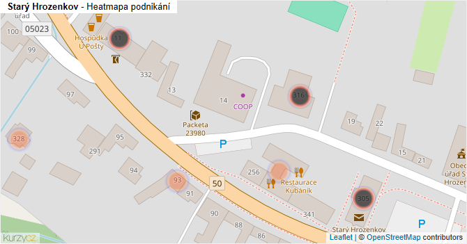 Starý Hrozenkov - mapa podnikání