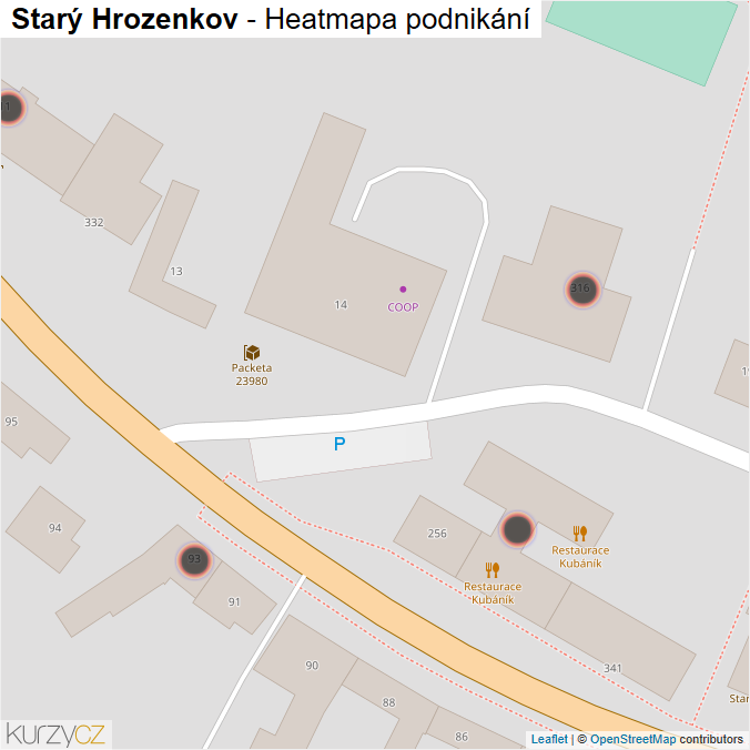 Mapa Starý Hrozenkov - Firmy v obci.