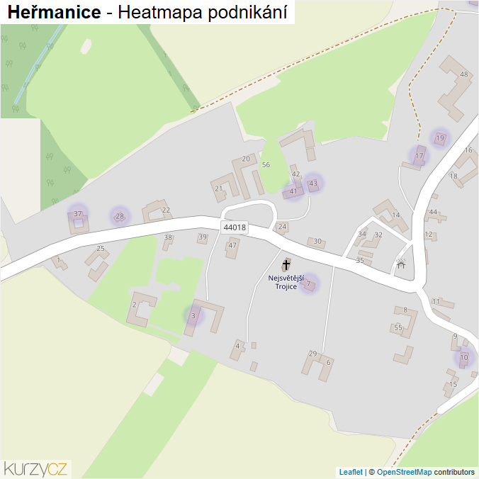 Mapa Heřmanice - Firmy v části obce.