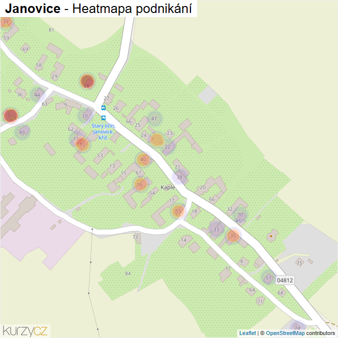 Mapa Janovice - Firmy v části obce.