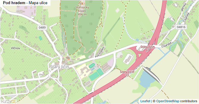 Pod hradem - mapa ulice