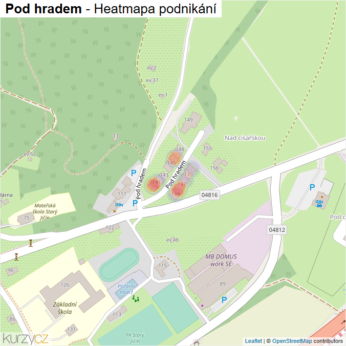 Mapa Pod hradem - Firmy v ulici.
