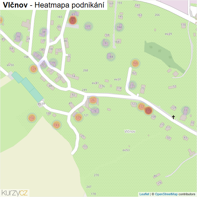 Mapa Vlčnov - Firmy v části obce.