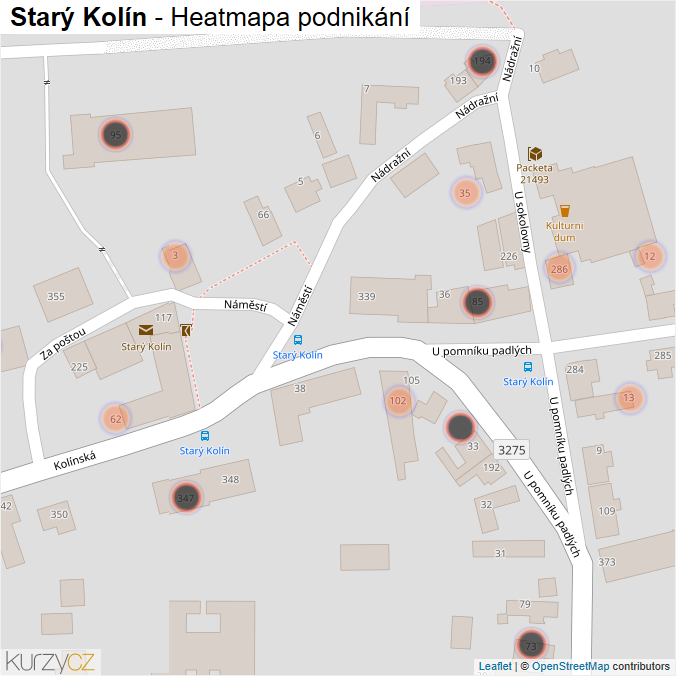 Mapa Starý Kolín - Firmy v obci.