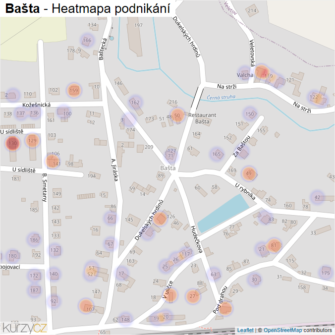 Mapa Bašta - Firmy v části obce.
