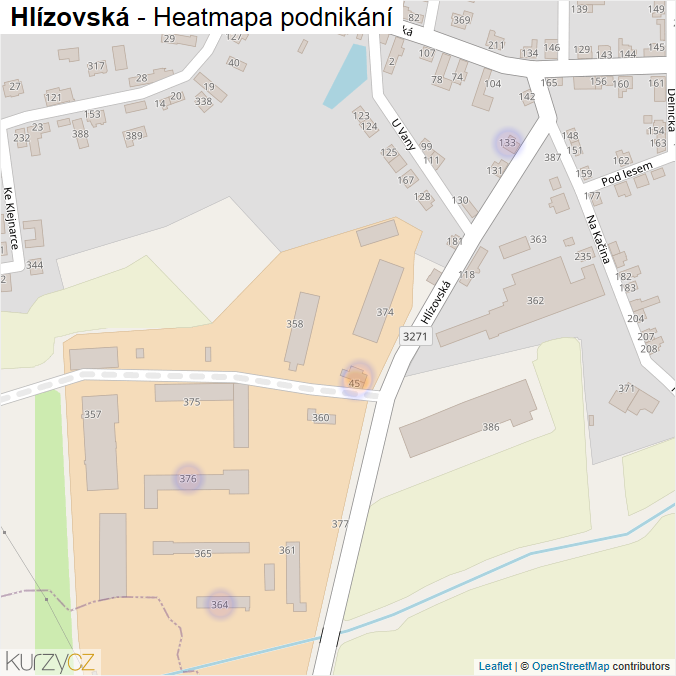 Mapa Hlízovská - Firmy v ulici.