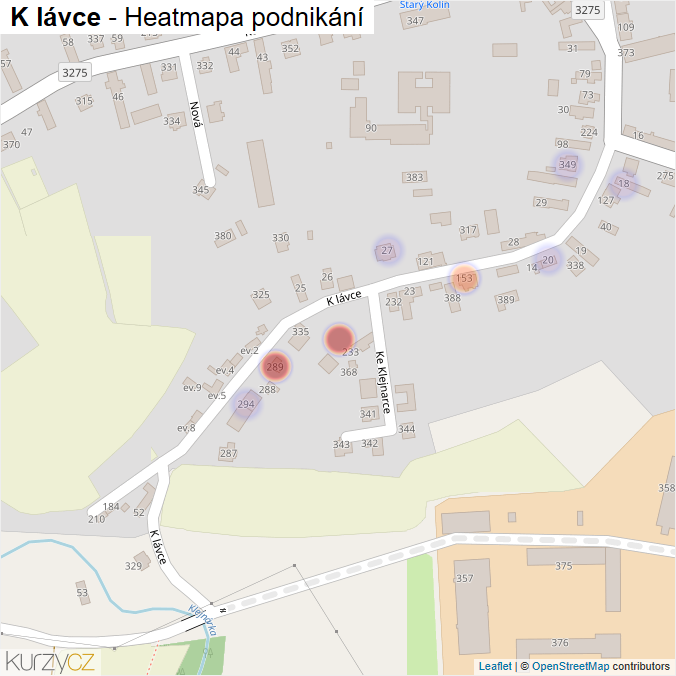 Mapa K lávce - Firmy v ulici.