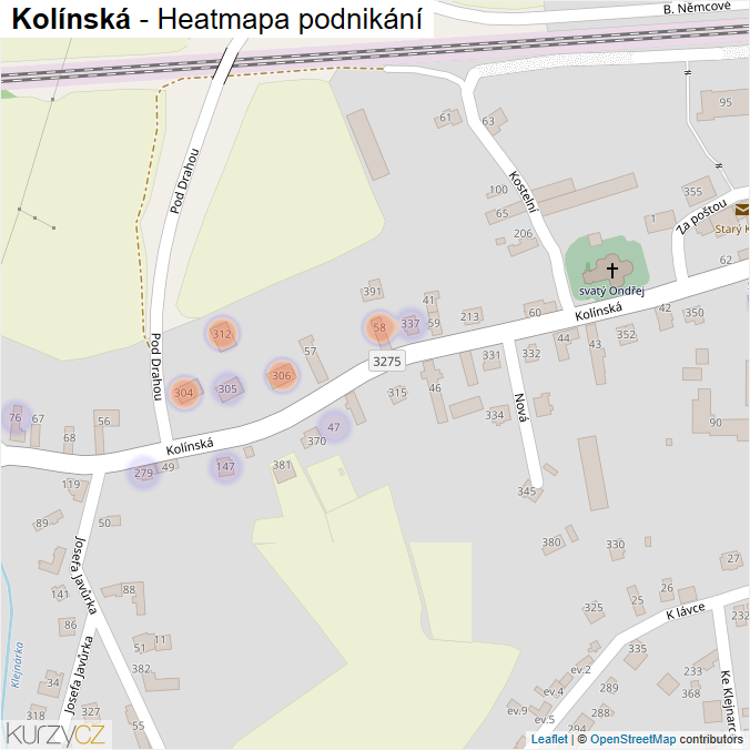 Mapa Kolínská - Firmy v ulici.