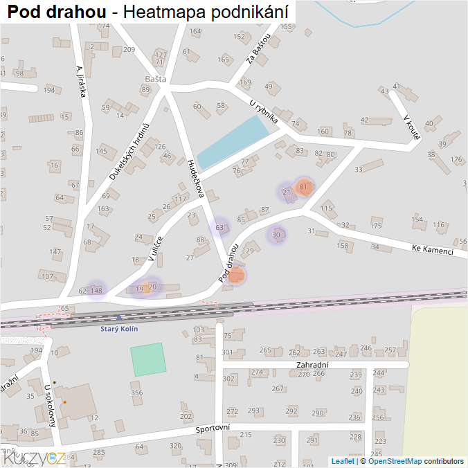 Mapa Pod drahou - Firmy v ulici.