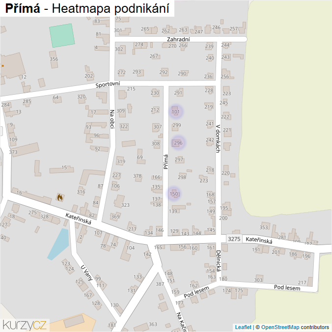 Mapa Přímá - Firmy v ulici.