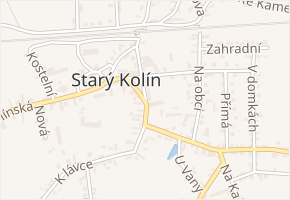 U pomníku padlých v obci Starý Kolín - mapa ulice