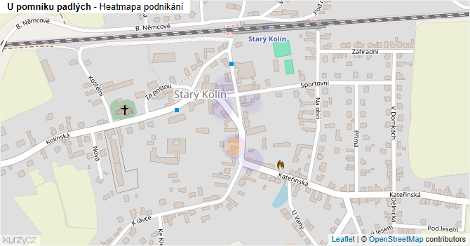 U pomníku padlých - mapa podnikání
