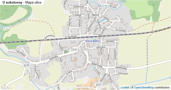 U sokolovny - mapa ulice